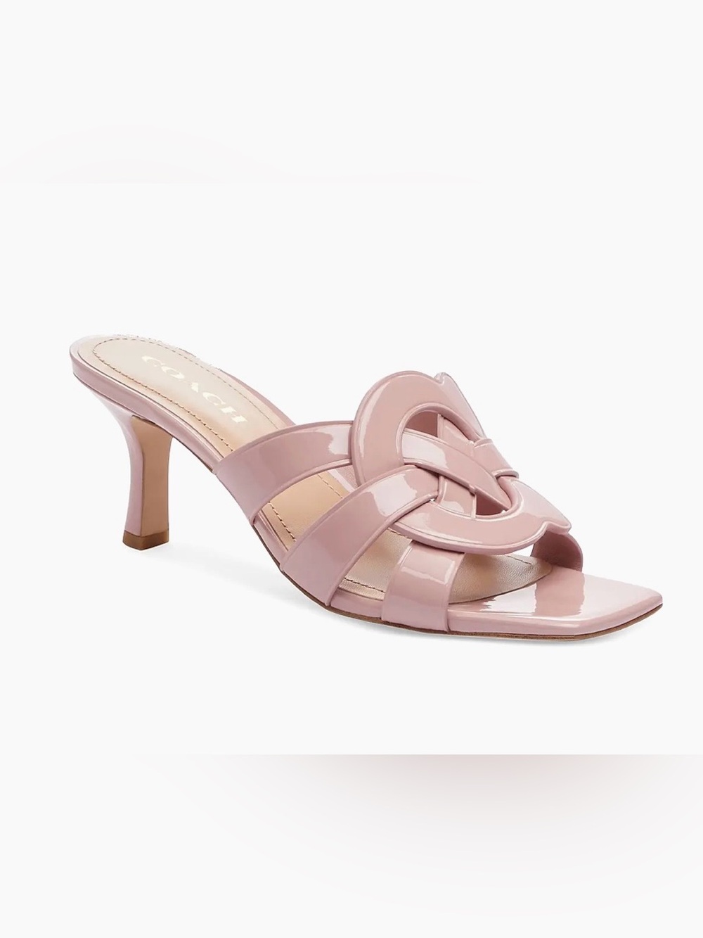 Coach Tillie Blush Patent Leather logo Slide size medium